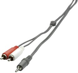 Kabel audio, Cinch Jack SpeaKa Professional SP-1300360, 2x złącze M cinch na 1x złącze M jack 3,5 mm, 2 m, czarny