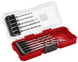 Einhell S-CASE 10 szt. Zestaw wierteł do metalu, stal HSS 4241, chwyt E 6.3, końcówka z podziałką 135°, walcowana typ N, w zestawie pudełko do przechowywania Zestaw wierteł krętych do metalu Einhell 108723 1 zest.