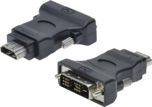Przejściówka, adapter DVI, HDMI Digitus AK-320500-000-S, [1x złącze męskie DVI 18+1-pin - 1x złącze żeńskie HDMI]
