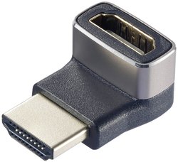 SpeaKa Professional SP-11302012 HDMI Przejściówka, adapter [1x złącze męskie HDMI - 1x złącze żeńskie HDMI] czarny, srebrny UHD 8K @ 60 Hz, UHD 4K @ 120 Hz wygięty do góry o 90°