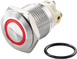 Przełącznik wciskany, wandaloodporny TRU COMPONENTS TC-GQ16F-10E/L/R/12V/S TC-7494688, 16 mm, 48 V/DC, 2 A, 1 szt.