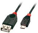 Kabel USB LINDY LINDY USB 2.0 Kabel Typ Micro-B/A 0,5m, USB 2.0, Złącze męskie USB Micro-B, Złącze żeńskie USB-A, 0.50 m