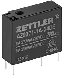 Przekaźnik drukowany Zettler Electronics AZ9371-1A-24DE, monostabilny, 1 cewka, 30 V/DC, 277 V/AC, 5 A, 1 szt.