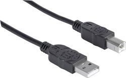 Manhattan Hi-Speed USB B Kabel połączeniowy USB 2.0 Typ A Męski - Typ B Męski 480 Mbps 5 m Czarny Kabel USB Manhattan, USB 2.0, Złącze męskie USB-A, Złącze męskie USB-B, 5.00 m