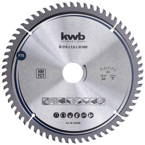 kwb 587868 stolarzy brzeszczot tarczowy drewno / drewno liściaste 210 x 30 mm tnie dużą liczbę 64 zęby precyzyjne brzeszczot Z-64 Fine 210 x 30 Tarcza tnąca z węglików spiekanych kwb  210 x 30 mm 1 szt.