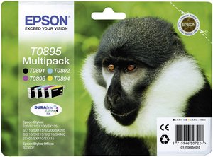 Tusz Epson T0895 C13T089540, oryginalny, czarny + cyjan + magenta + żółty