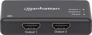 Manhattan 4K 2-portowy rozgałęźnik HDMI 4K po 30 Hz zasilanie przez czarny zasilacz Splitter HDMI Manhattan 207669 1 szt.