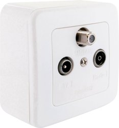 Gniazdo multimedialne proste Schwaiger (8 dB) w zestawie z ramką i puszką natynkową Gniazdo antentowe Schwaiger RDS908531 1 szt.