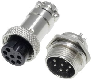 Złącze męskie okrągłe 453556, styki:7, 30 V/AC, 1 A, 1 zest.