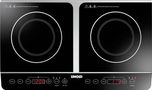 Podwójna płyta indukcyjna Unold 58175 z wykrywaniem patelni, 2 oddzielne termostaty, Funkcja timera