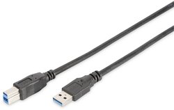 Kabel USB Digitus DB-300115-018-S, USB 3.2 Gen1 (USB 3.0), Złącze męskie USB-A, Złącze męskie USB-B, 1.80 m