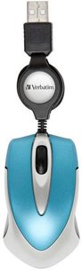 Verbatim go Mini Optical Travel mysz, karaibski niebieski Mysz USB Verbatim Go Mini 1000 dpi