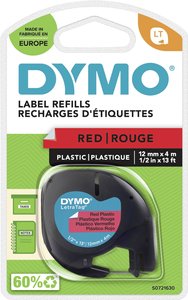 Taśma do nadruku DYMO S0721630, 12 mm x 4 m, Kolor taśmy: mars red / Kolor nadruku: czarny