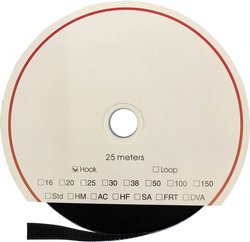 Taśma rzepowa do przyklejania na gorąco element z haczykami (D x S) 25000 mm x 16 mm czarny FASTECH® T0101699990325 25 m