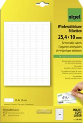 Sigel LA202 Etykieta uniwersalna 25.4 x 10 mm Papier biały 4725 szt. Z możliwością usunięcia Drukarka atramentowa, Drukarka Laserowa, Drukarka Laserowa, kolorowa, Kopiarka, Drukarka z funkcją kopiowania w kolorze