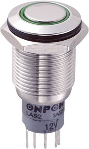 Przełącznik wciskany, wandaloodporny zatrzask TRU COMPONENTS LAS2GQF-11ZE/G/12V/S/P, 1 x wł/wł, 1 szt.