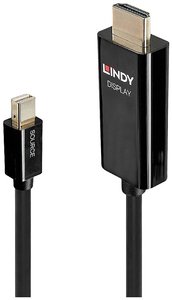 Lindy 40912 Adapter kabla wideo 2m Mini DisplayPort HDMI Typ A (standardowy) Czarny Kabel LINDY 40912, 2.00 m