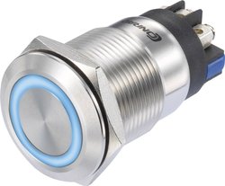 Przełącznik wciskany TRU COMPONENTS LAS1-GQ-11E/L/B/12V/S TC-8904692, 19 mm, 250 V/AC, 3 A, 1 szt.