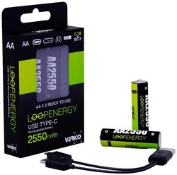 Akumulator AA/R06 Verico LoopEnergy AA ładowanie po przez USB-C, Li-Ion, 1700 mAh, 1.5 V, 2 szt.
