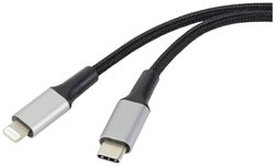 Kabel Renkforce USB-C™ do Lightning, osłona kabla wykonana z materiału pochodzącego z recyklingu, MFi, 2 metry   Renkforce  [1x złącze męskie USB-C 2.0 - 1x złącze męskie Lightning]  2.00 m  czarny