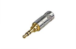 3-biegunowa wtyczka jack 3,5 mm z zaciskiem odciążającym, obudowa niklowa, styki pozłacane Złącze męskie jack 3,5 mm Rean AV NYS231G NYS231G, złącze męskie, 1 szt.