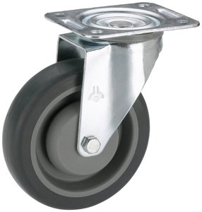 Urządzenie transportowe kółko skrętne 100x32mm Kula, termopl. Koło gumowe szare, FAD, blaszka 105x85mm, TrKr. 150 kg Kółko skrętne dörner + helmer 715565F 1 szt.