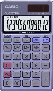 Casio SL-320TER+ Kalkulator kieszonkowy niebieski Wyświetlacz: 12 energią słoneczną, bateryjne (S x W x G) 70 x 118.5 x 8 mm