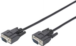 Kabel przyłączeniowy do monitora VGA, HD15, złącze męskie/złącze męskie, 1,8 m długości, 3Coax/4C, czarny Kabel VGA Digitus DB-310100-018-S, okrągły, podwójne ekranowanie, 1.80 m