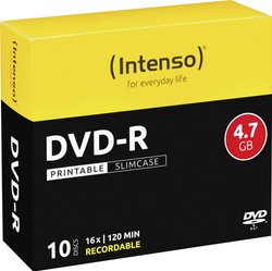 Płaska obudowa Intenso DVD-R 4,7 GB 16x10 DVD-R Intenso 4801652 10 szt.