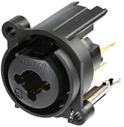3-pinowe gniazdo panelowe XLR połączone z gniazdem jack 6,35 mm, z przełączanym stykiem uziemienia, pionowy montaż na PCB, sprężyna ustalająca Złącze męskie XLR Rean AV RCJ9FA-V-0 RCJ9FA-V-0, CuSn6, gniazdo, 1 szt.