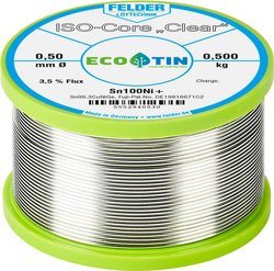 Cyna lutownicza Felder Löttechnik ISO-Core ''Clear'' Sn100Ni+ szpula Sn99,25Cu0,7Ni0,05  0.500 kg 0.5 mm