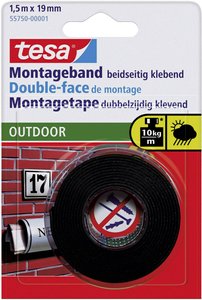 tesa Powerbond® Outdoor Dwustronna taśma montażowa — odporna na warunki atmosferyczne, mocna przyczepność (do 1 kg na 10 cm), do różnorodnych zastosowań zewnętrznych Taśma montażowa tesa tesa® Powerbond 55750-00001-03 OUTDOOR (D x S) 1.5 m x 19 mm 1.5 m 1