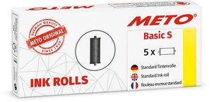 Rolki kolorów METO do METO Basic S (1-wierszowa etykieta cenowa, do etykiet 22 x 12 mm) 5 sztuk, czarny Rolka do drukowania METO 9505909 9505909, 1 szt.