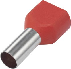 Podwójna końcówka TRU COMPONENTS TE100-14RD 1091320, z częściową izolacją , 10 mm² x 14 mm, 100 szt.