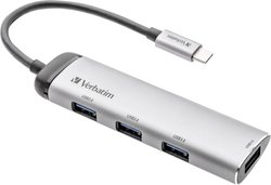 Hub USB 3.2 Gen 1 Verbatim  4 porty z wtyczką USB-C, podświetlenie LED szary