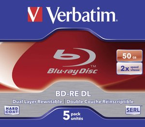 Verbatim Blu-ray BD-RE DL 50 GB 2x 5-częściowe pudełko na biżuterię Płyta Blu-ray Verbatim 43760, 50 GB, 2 x, 5 szt.