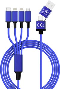 Kabel do ładowania USB Smrter smrter Hydra ELITE 6in1 Lightning blue, Złącze męskie USB-A, Złącze męskie USB-C®, Złącze męskie Lightning, Złącze męskie Lightning, Złącze męskie USB Micro-B, 1.20 m