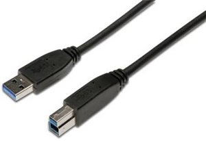 Kabel połączeniowy Digitus USB 3.0, typ A, B, złącze męskie/złącze męskie, 1,8 m długości, zgodny z USB 3.0, czarny Kabel USB Digitus AK-300115-018-S, USB 3.2 Gen1 (USB 3.0), Złącze męskie USB-A, Złącze męskie USB-B, 1.80 m