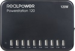 RealPower Power Station 120Stacja ładująca USB 120 w z 10 portami USB System zarządzania ładowaniem RealPower Powerstation 120