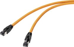 Kabel LAN Renkforce RF-4769898, 1 szt., RJ45, CAT 8.1, S/FTP, 0.30 m, pomarańczowy