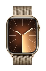 Apple Watch Series 9 GPS + Cellular Koperta 45 mm w kolorze złotym ze stali nierdzewnej ze złotą pętlą mediolańską Apple Watch Series 9 GPS + Cellular 45 mm Obudowa ze stali szlachetnej Pętla Mediolańska złoty