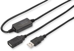 Kabel / przedłużacz repeatera USB 2.0, wtyczka USB-A do gniazda USB-A, długość kabla 15 m Kabel USB Digitus DA-73101, USB 2.0, Złącze żeńskie USB-A, Złącze męskie USB-A, 15.00 m