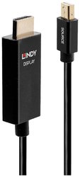Lindy 40923 Adapter kabla wideo 3m Mini DisplayPort HDMI Typ A (standardowy) Czarny Kabel LINDY 40923, 3.00 m