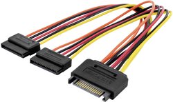 Digitus wewnętrzny kabel zasilający Y, wtyczka / gniazdo, długość 0,3 m, SATA 15-pin - 2x SATA 15-pin, kolorowy Kabel Digitus AK-430405-003-M [2x złącze żeńskie zasilania SATA - 1x złącze męskie zasilające SATA] 0.15 m