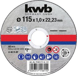 Tarcze tnące do obróbki stali nierdzewnej i stali Tarcza tnąca prosta kwb 711811 115 mm 1 szt.