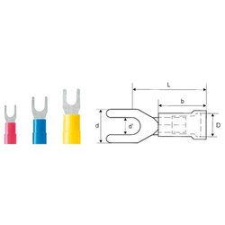Weidmüller 9200410000 Złącze widełkowe  4 mm² 6 mm² Ø otworu=4.3 mm Izolowane częściowo żółty 100 szt.