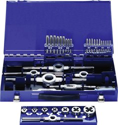 Zestaw gwintowników, narzynek, wierteł Exact, M3 - M12, DIN 352/223/225/1814
