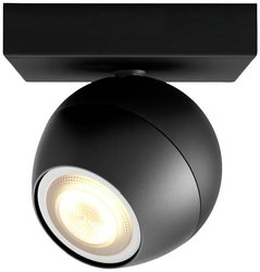 Philips Hue White Amb Spot 1 flg. Czarny, 1250 lm, przełącznik ściemniacza Lampa ścienna i sufitowa LED Philips Lighting Buckram Hue 5047130P6 5 W