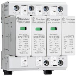 Odgromnik i ogranicznik przepięć typu 1+2, warystor i iskiernik, do sieci 3-fazowych TT i TN-S  Ogranicznik przepięć Finder 7P.04.8.275.1012 1 szt.