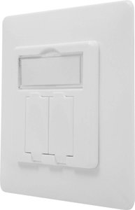 Gniazdo Professioanl DIGITUS pusta do modułów Keystone, 80x80 mm, 50x50 mm płytka centralna rama, w zestawie pokrowiec chroniący przed kurzem, Design kompatybilny, biały, niemiecki układ Akcesorium montażowe  Digitus DN-93831 Wkład